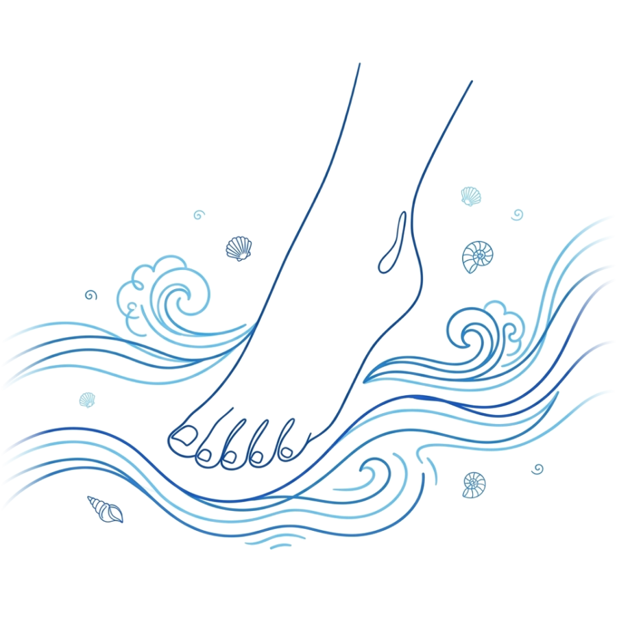 Ilustracja: stopa i fale oceanu